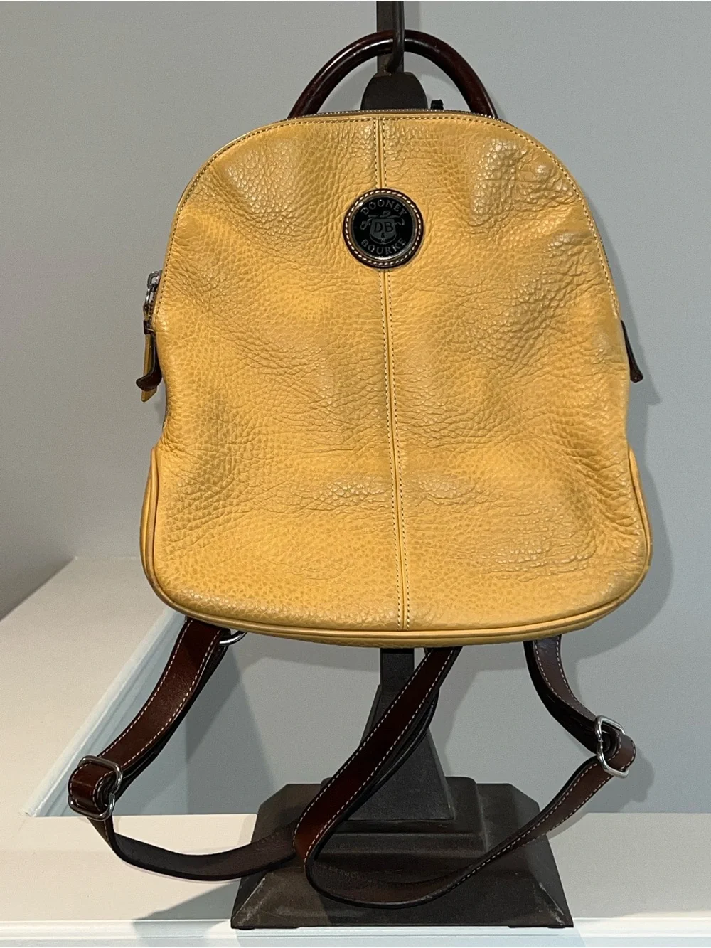 Vintage Dooney & Bourke AWL Leather Backpack & Wallet Set British Tan